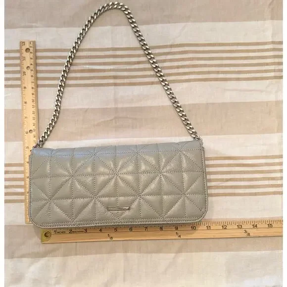 Rebecca Minkoff NWT | gray Deco quilted clutch handbag purse, silver accents - Picture 3 of 9